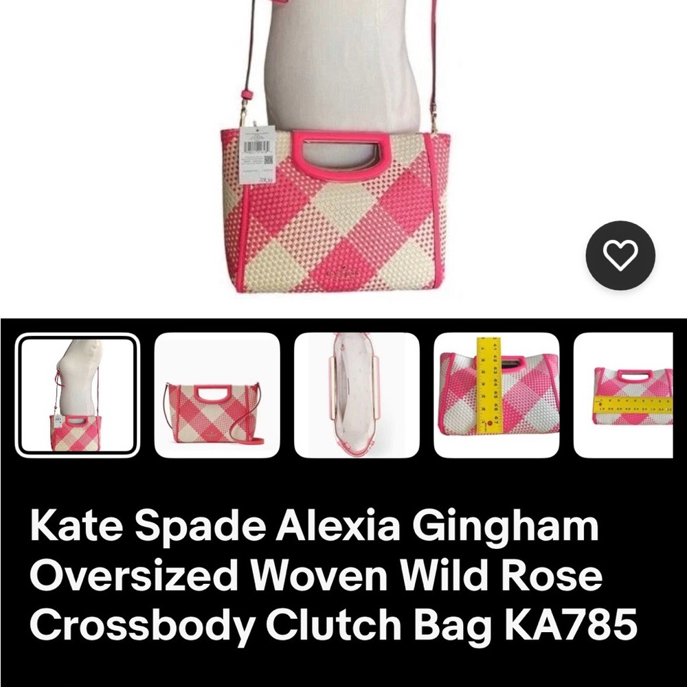Kate Spade Wild Rose and Cream Gingham Crossbody Bag